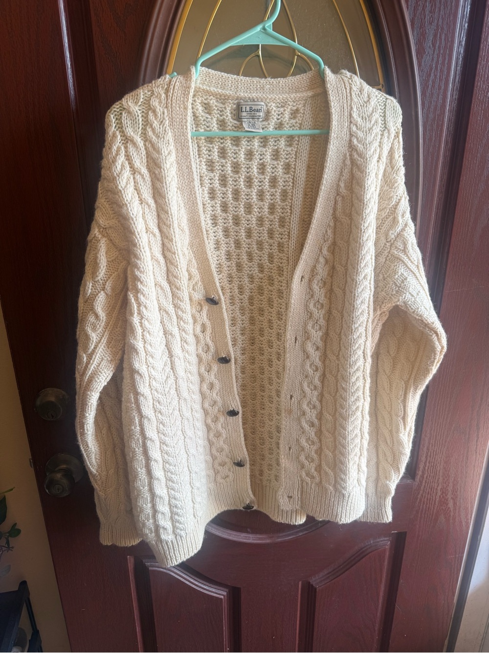 VINTAGE L L BEAN 100% WOOL CABLE KNIT FISHERMAN’S MEN’S MADE IN IRRLAND CREAM